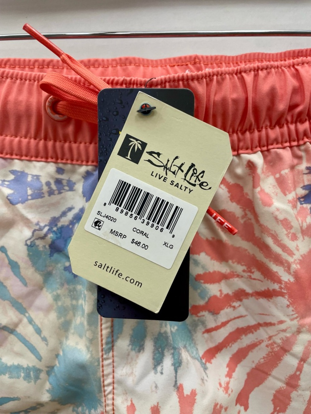 Salt Life Coral Tie-Dye Junior/Women's Athletic Unlined Swim Shorts - Picture 2 of 7